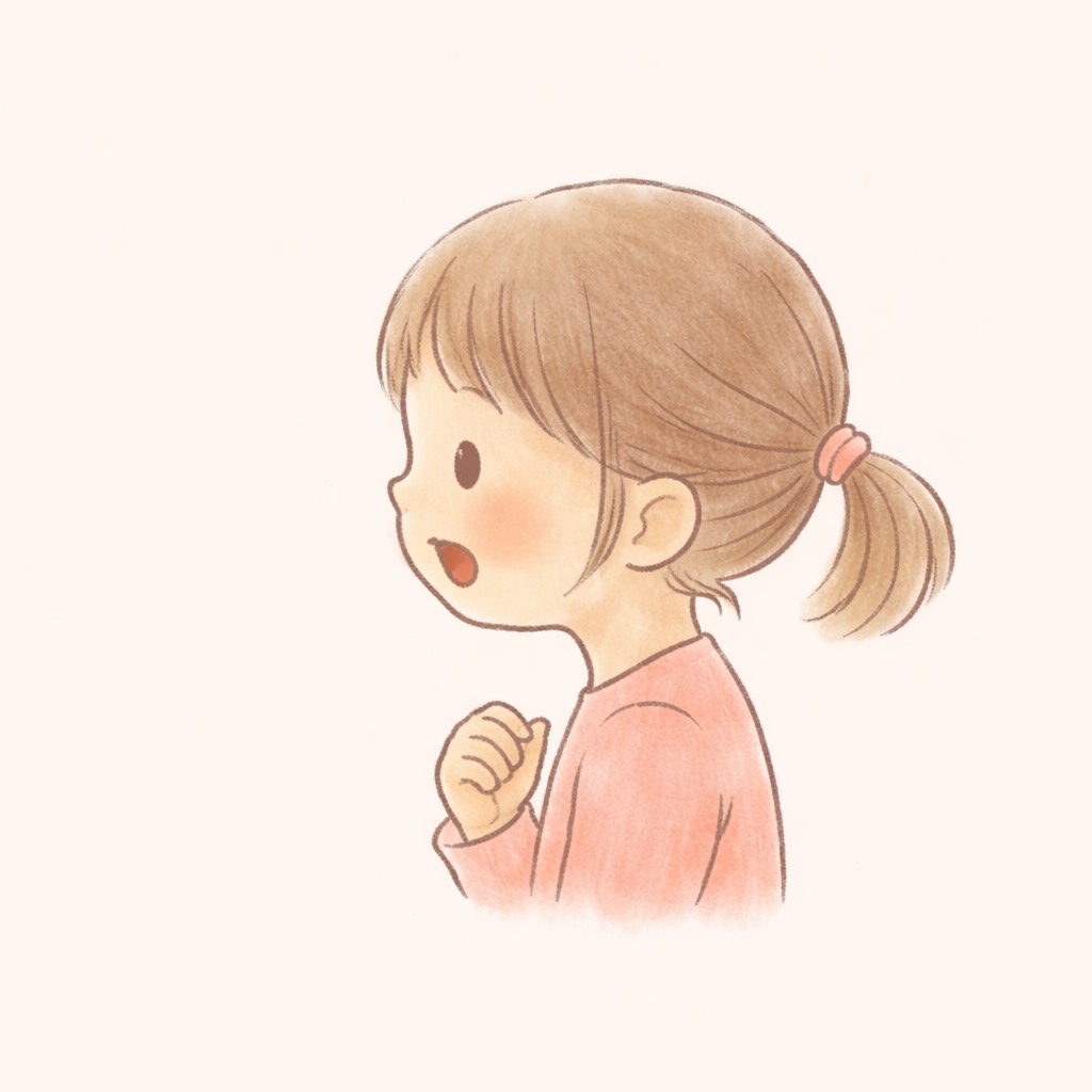 横を向いて話す女の子のイラスト